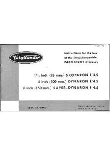 Voigtlander Prominent manual. Camera Instructions.